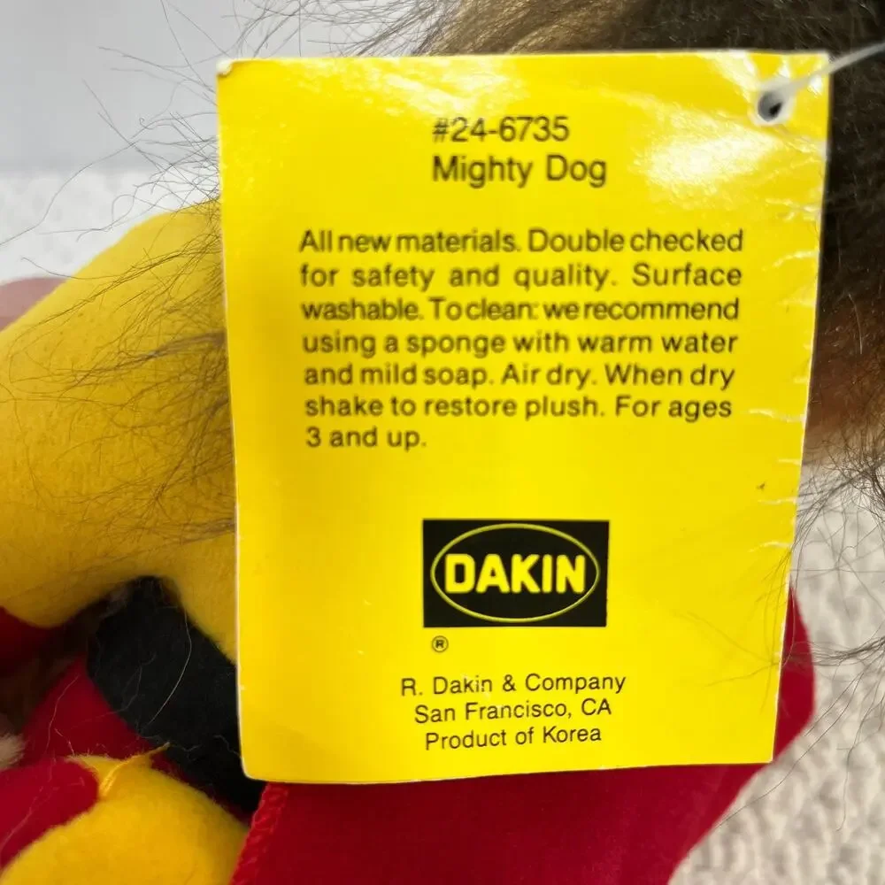 1984 Dakin Carnation Mighty Dog Terrier Cape Plush Advertising Stuffed 10